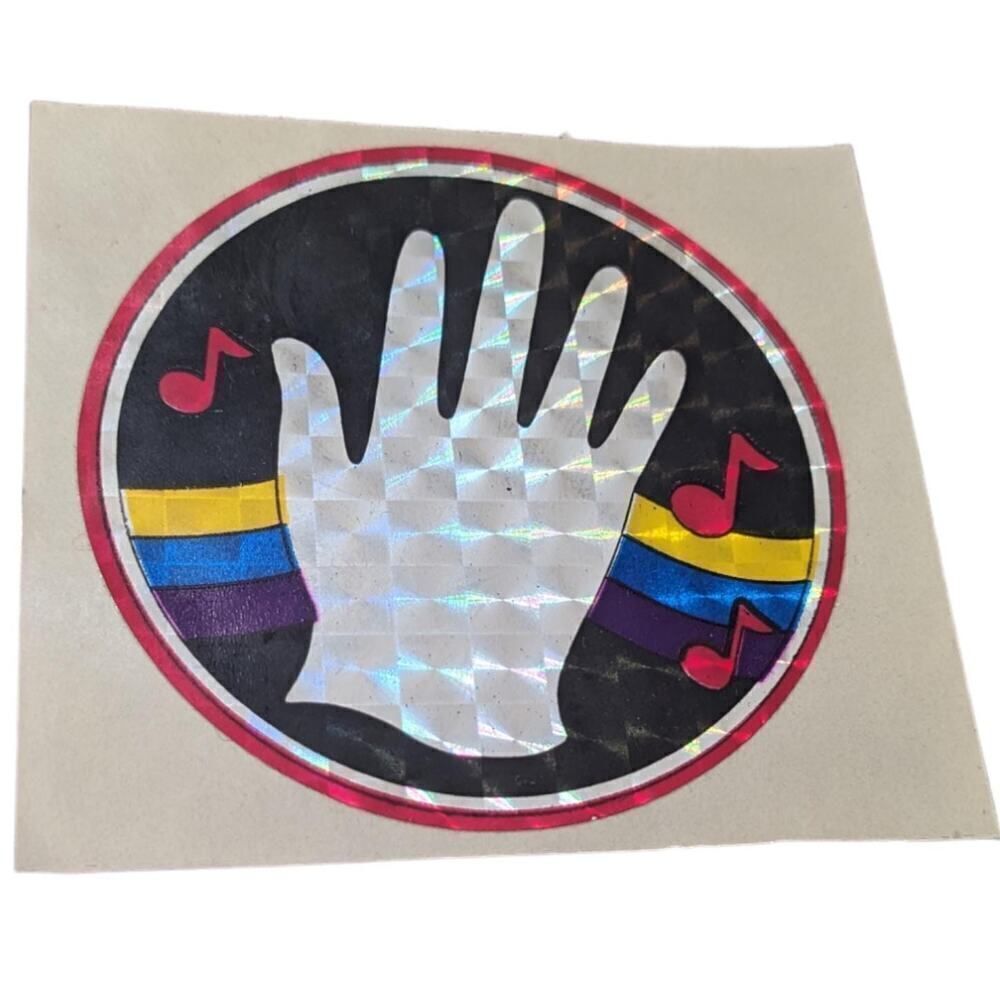Large‎ Vintage Prismatic Sandylion Glitter Glove Sticker 80s Foil Shiny